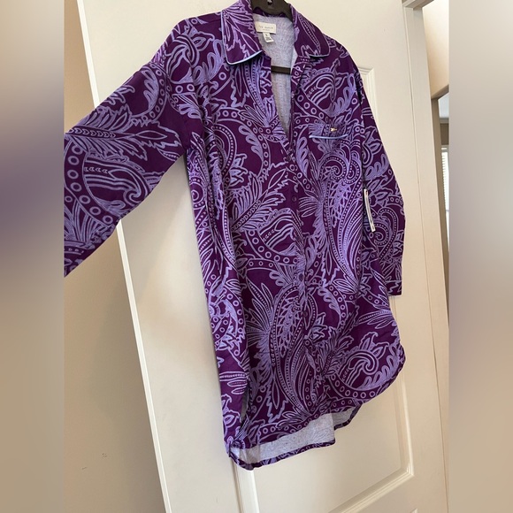 NWT Ted Baker Purple Paisley button-down Women's Sleep Shirt — loungewear - Picture 7 of 12